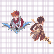 Load image into Gallery viewer, Zhongli and Tartaglia enamel PIns